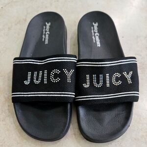 Juicy Couture Black Rhinestone Slides